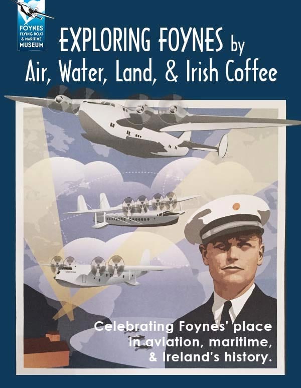 Exploring Foynes - an old drawing celebrating Foyne's place in aviation maritime and Ireland's history