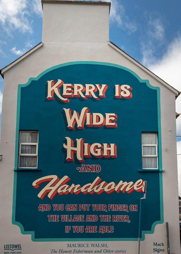 A Mural that says "kerry is wide high and handsome"